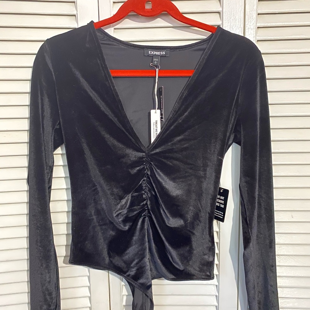 Velvet long sleeved bodysuit